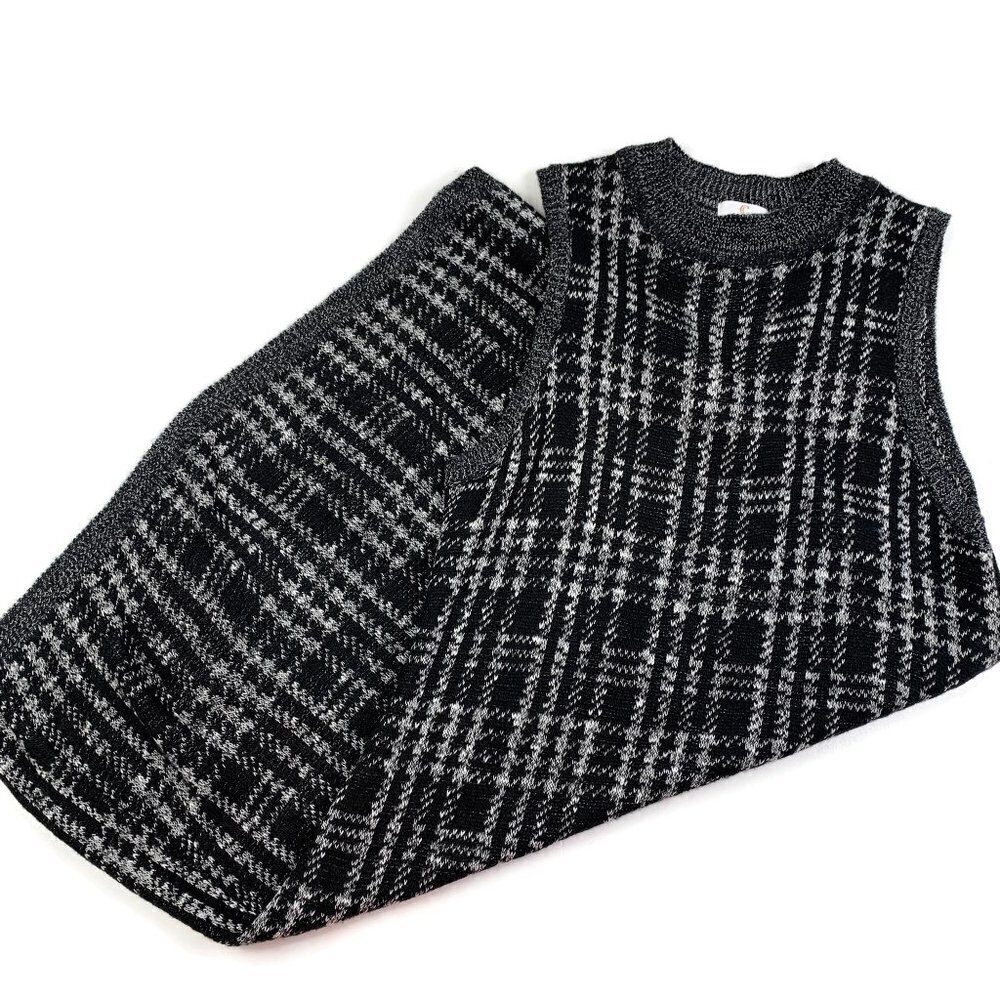 C. Wonder 100% Acrylic Sleeveless Plaid Sweater Dress Women's Size XL